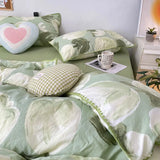 Student Dormitory Three-piece Ins Oil Painting Wind Tulip Quilt Set, Double Yarn, 1.8 Washed Cotton Bed Girl