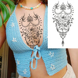 Realistic Fake Peony Temporary Tattoos For Women Girl Black Rose Elephant Flower Tattoo Sticker Tiger Anemone Tatoos Half Sleeve