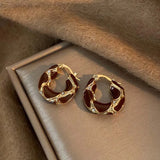 Maillard Tiger Eye Stone Hoop Earrings for Women Anti Fading Allergic Women's Pierced Earrings Jewelry