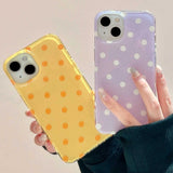 Ins Korean Cute Polka Dot Phone Case for IPhone 16 15 14 13 Pro Max 16Pro Stylish Aesthetic Shockproof Lovely Soft Back Cover