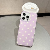 Ins Korean Cute Polka Dot Phone Case for IPhone 16 15 14 13 Pro Max 16Pro Stylish Aesthetic Shockproof Lovely Soft Back Cover