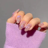 24Pcs Solid Nude Color Fake Nails with Jelly Glue Short Almond Press on False Nails Wearable Oval Finished Full Cover Nail Tips