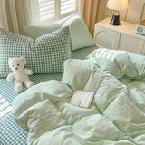 New Lattice Duvet Cover Set with Sheet Pillowcases No Filling Warm Bed Linen Twin Full Queen Size Grid Home Bedding Set