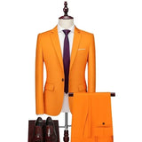 Spring Autumn Fashion New Men's Business Casual Solid Color Suits / Male One Two Button Blazers Jacker Coat Trousers Pants