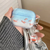 Korea lovely transparent gradient goldfish koi soft earphone case for airpods 4 pro 2 3nd protection cover coque cute pendant
