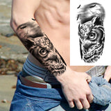 Black Forest Tattoo Sticker For Men Women Children Tiger Wolf Death Skull Temporary Tattoo Fake Henna Skeleton King Animal Tatoo