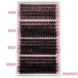 340/390pcs 40D-160D Mix 5D Fluffy Individual Lashes Clusters Extensions False Eyelash DIY at Home Cluster Makeup Eyelash Tools