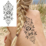Realistic Fake Peony Temporary Tattoos For Women Girl Black Rose Elephant Flower Tattoo Sticker Tiger Anemone Tatoos Half Sleeve