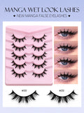 Manga Lashes 5 pairs Eyelashes Fluffy Soft Cross Natural Look False Lashes Wispy Natural Makeup Eyelash Extension