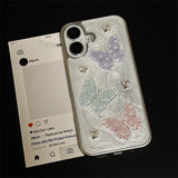 Luxury Shine Colorful Butterfly Glitter Case For iPhone 16 Pro Max 15 Plus 14 13 12 11 Soft TPU Phone Back Cover