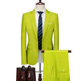  Spring Autumn Fashion New Men's Business Casual Solid Color Suits / Male One Two Button Blazers Jacker Coat Trousers Pants