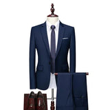 Spring Autumn Fashion New Men's Business Casual Solid Color Suits / Male One Two Button Blazers Jacker Coat Trousers Pants