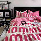 Korean Style Tie-Dye Bedding Set Flat Bed Sheet Pillowcase Twin Full Queen Size Bed Linen Women Girls Pink Duvet Cover Set