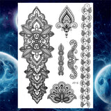 Women Girl Big Arm Owl Fake Tattoo Temporary Henna India Tatoo Stickers Custom Mandala Flower Black Turtle Tattoos Lace