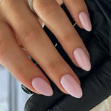 24Pcs Wearable False Nails with Glue Simple French Pink Ballerina Fake Nails Detachable Full Cover Nail Tips Press on Nails