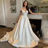 2025 Off The Shoulder Women Wedding Dresses Lace Appliques A-Line Wedding Gowns Sleeveless Banquet Vestidos De Novias Customized