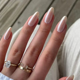 24Pcs Almond False Nails Simple White Gradient Press On Nail Ballet French Tips Wearable Decoration Full Cover Fake Nail Tips