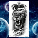 Large Lion Temporary Tattoos For Women Men Tiger Wolf Vampire Forest Flower Crown Compass Fake Tattoo Sticker Arm Body Tatoos