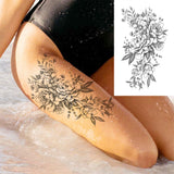 Realistic Fake Peony Temporary Tattoos For Women Girl Black Rose Elephant Flower Tattoo Sticker Tiger Anemone Tatoos Half Sleeve