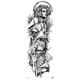Full-arm Tattoo Stickers With The Crown Of The Virgin Of Jesus And Lion Waterproof Tattoo Stickers