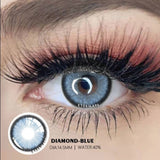 Pisoshare 2Pcs Natural Color Contact Lenses For Eyes Cosmetic Blue Lens With Case Green Diamond-Blue