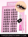 DIY Lash Kit 10-18mm Manga Lashes Mixed Tray Lash Clusters Individual Eyelashes Kit with Lash Bond DIY Lashes