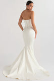 Elegant Long Sweetheart Crepe Wedding Dresses Sleeveless Mermaid Sweep Train Vestidos de Novia Customize To Measures Robe De Mar