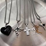 Long Titanium Steel Non Fading Cross Necklace, Hip-hop Men's Trendy Sweater Chain, Hoodie Chain, Women's Jewelry Gift