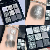 9 Colors Punk Smokey Matte Glitter Eyeshadow Palette Cool Toned Gray Black Eye Pigment Palett Shimmer Eye Shadow Makeup Palette