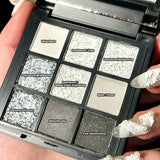9 Colors Punk Smokey Matte Glitter Eyeshadow Palette Cool Toned Gray Black Eye Pigment Palett Shimmer Eye Shadow Makeup Palette