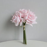 5Heads Curled Edge Rose Bouquet Real Touch Artificial Flowers Rose Wedding Bridal Bouquet Party Festival Home Decor Fake Flowers