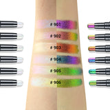 2 In 1 Multichrome Eyeshadow Sticks High Pigmented Glitter Eyeshadow Waterproof Eye Shadow Pen Metallic Makeup 6 Color