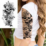 Realistic Fake Peony Temporary Tattoos For Women Girl Black Rose Elephant Flower Tattoo Sticker Tiger Anemone Tatoos Half Sleeve