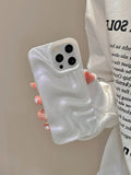 Stylish 3D Bump Wave Shiny Pink Back Cover For iPhone 11 12 13 14 15 Pro max Case