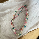 Bohemia Handmade Colorful Seed Beads Necklace set Choker Simple Women Fashion Pearl Flower Necklaces Collar Sweet Jewelry Gifts