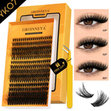 Fluffy Lash Clusters Kit Thick 60-100D Volume Eyelash Clusters Wispy Individual Lashes Cluster Eyelash Extensions DIY