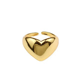 Gold Color Simple Smooth Metal Heart Ring Women Men Y2K Trendy Open Ring Punk Hip-Pop Ring for Teens Party Jewelry Couple Gifts