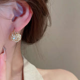 Romantic Flower Ball Dangle Earring For Women Sweet Zircon Flower Drop Earring Elegant Fashion Girl Party Jewelry