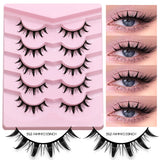 Manga Lashes 5 pairs Eyelashes Fluffy Soft Cross Natural Look False Lashes Wispy Natural Makeup Eyelash Extension