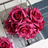 5Heads Curled Edge Rose Bouquet Real Touch Artificial Flowers Rose Wedding Bridal Bouquet Party Festival Home Decor Fake Flowers