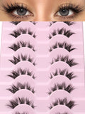 Cat Eye Lashes Half Lashes Soft Natural Faux Mink Eyelashes Fake Lashes Natural Look Wispy Winged End Eye Elongated