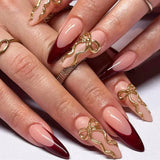 24Pcs French Almond False Nails Glitter with Rhinestones Wearable Fake Nails Artificial Simple Full Cover Press on Nails Tips