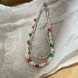 Bohemia Handmade Colorful Seed Beads Necklace set Choker Simple Women Fashion Pearl Flower Necklaces Collar Sweet Jewelry Gifts