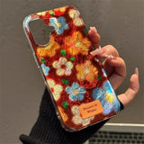 Perforated Vortex Shell IND Retro Small Flower Phone Case For iPhone 11 12 13 14 15 16 Pro Max SE XR X XS 7 8 16 Plus Soft Cover