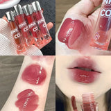 Black Mirror Water Lipgloss Dark Red Moisturizing Lip Glaze Lasting Non-stick Cup Forming a Film That Is Not Easy to Fade Makeup