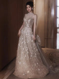Pisoshare - Sequin Evening Dress Glisten Light Luxury Dress Banquet Host Gown Bridesmaid Dress Bride Glitter Wedding Dress Sleeveless Dress