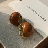 Vintage Hoop Earring for Women Melard Tiger Eye Stone Brown Round Earrings for Women Leopard Print Female Jewelry