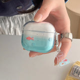 Korea lovely transparent gradient goldfish koi soft earphone case for airpods 4 pro 2 3nd protection cover coque cute pendant