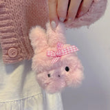 winter gift suitable for girls plush cute pink bow rabbit soft earphone protection case for airpods 1 2 3 4 pro 2 cover coque