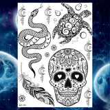 Women Girl Big Arm Owl Fake Tattoo Temporary Henna India Tatoo Stickers Custom Mandala Flower Black Turtle Tattoos Lace